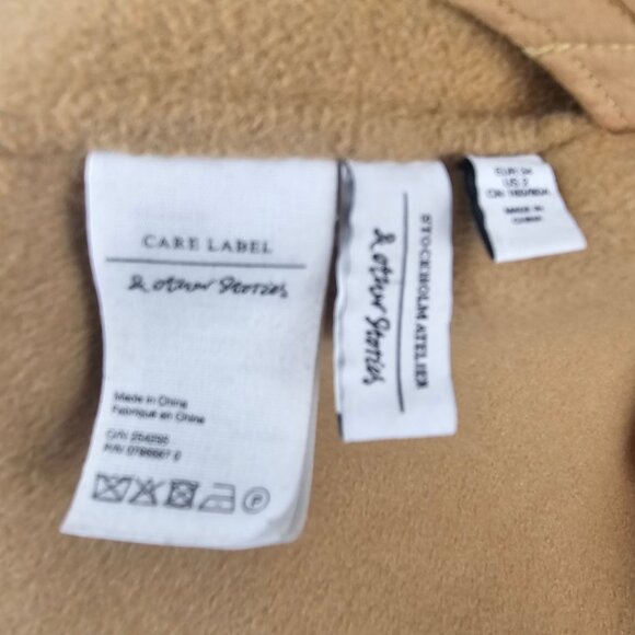 Womens 2 Business Casual Fall Winter Harvest Office Overcoat Tan & Other Stories - Picture 8 of 11